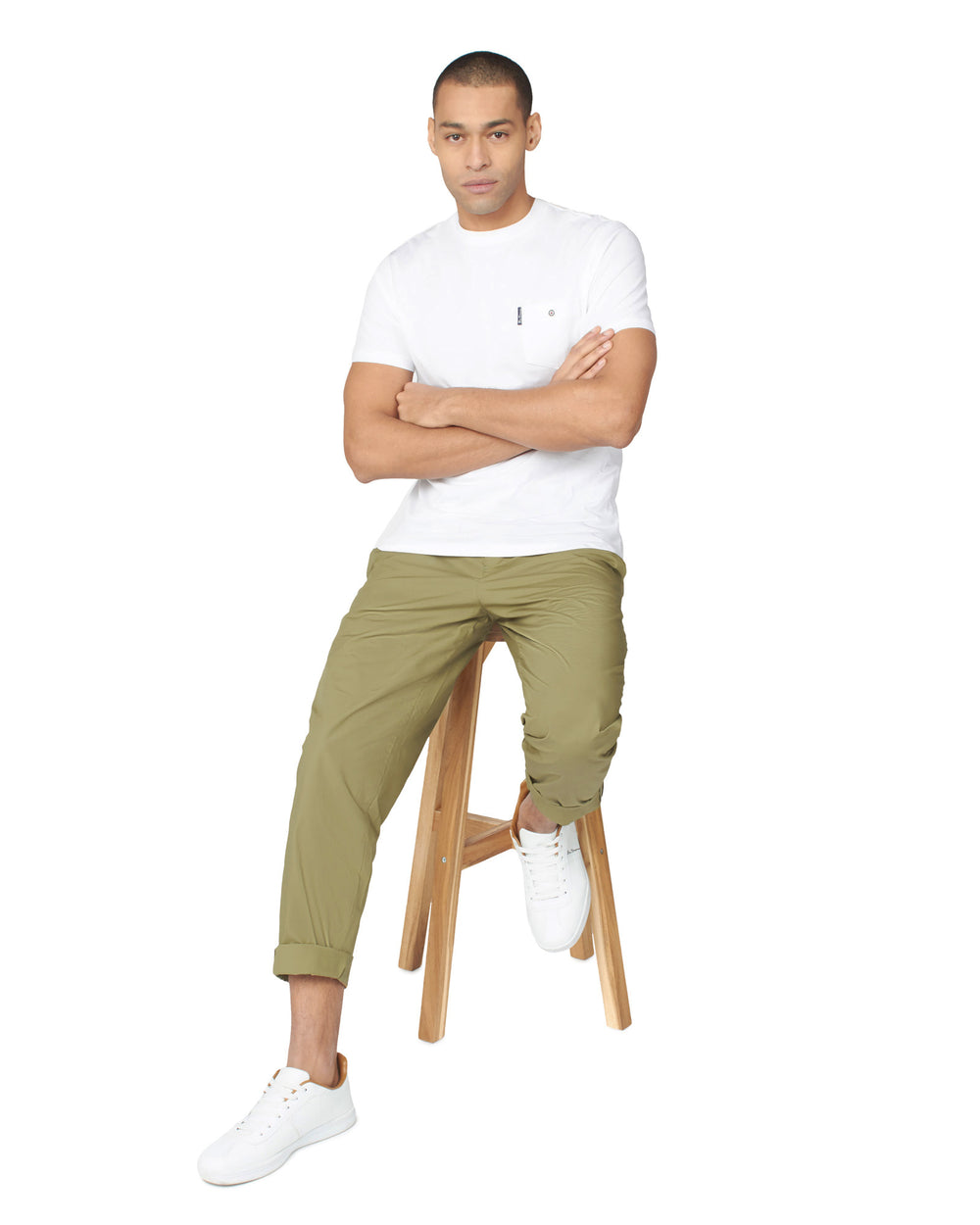 Ben Sherman Poplin Relaxed-Taper Pleated Pants Olive | 184AQXZSN