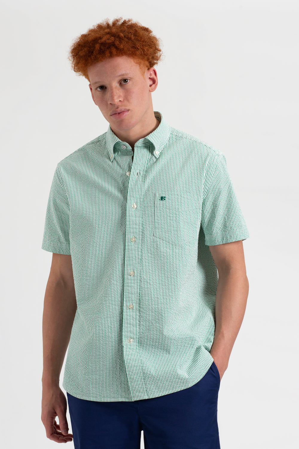 Ben Sherman Seersucker Bengal Stripe Shirts Green | 317MGXYNL