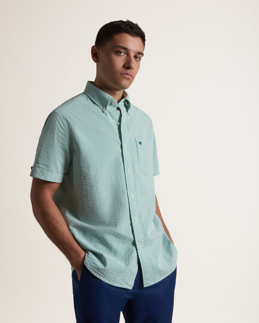 Ben Sherman Seersucker Bengal Stripe Shirts Green | 317MGXYNL