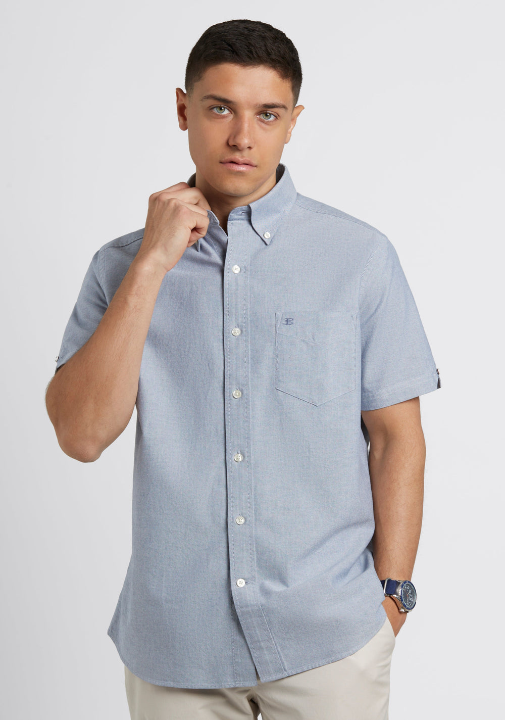 Ben Sherman Short Sleeve Brighton Oxford Organic Shirts Navy | 751XSYCZF