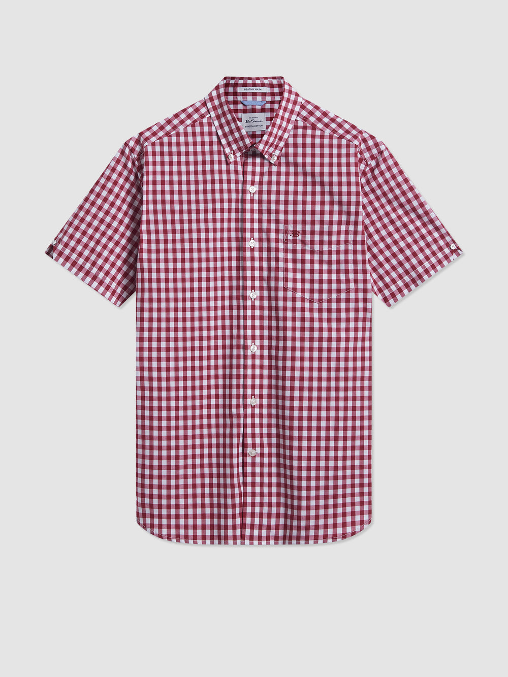 Ben Sherman Short Sleeve House Poplin Gingham Shirts Burgundy | 957UWNGQD