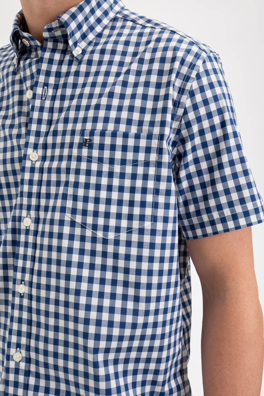 Ben Sherman Short Sleeve House Poplin Gingham Shirts Navy / Olive | 204ASHIKU