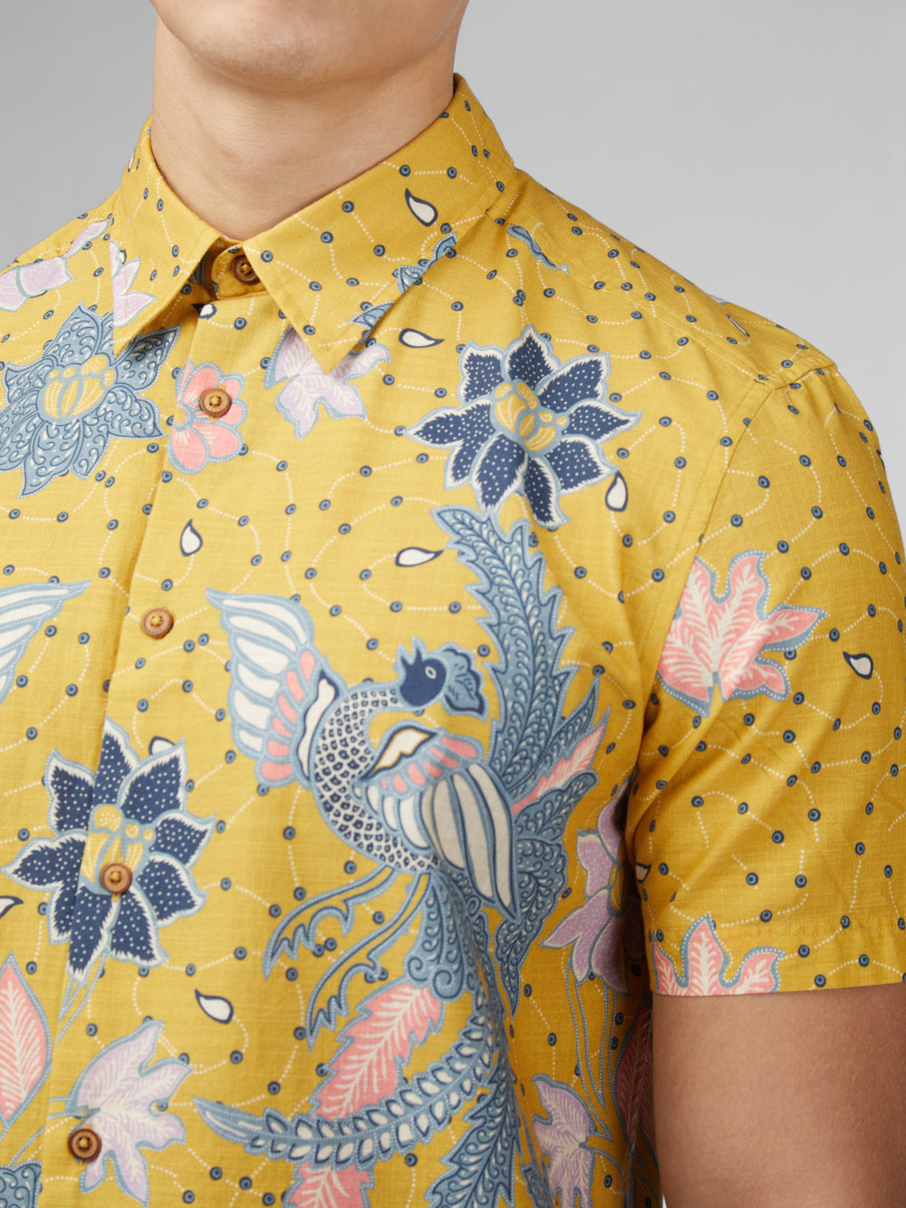 Ben Sherman Signature Abstract Botanical Print Shirts Yellow | 805PECMQZ