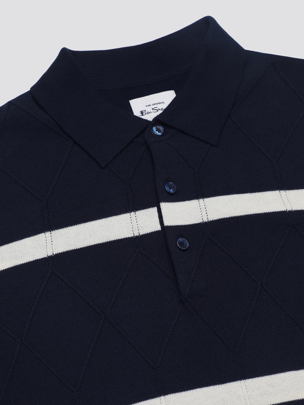 Ben Sherman Signature Argyle Stripe Polo Knitwear Navy | 087OVELMG