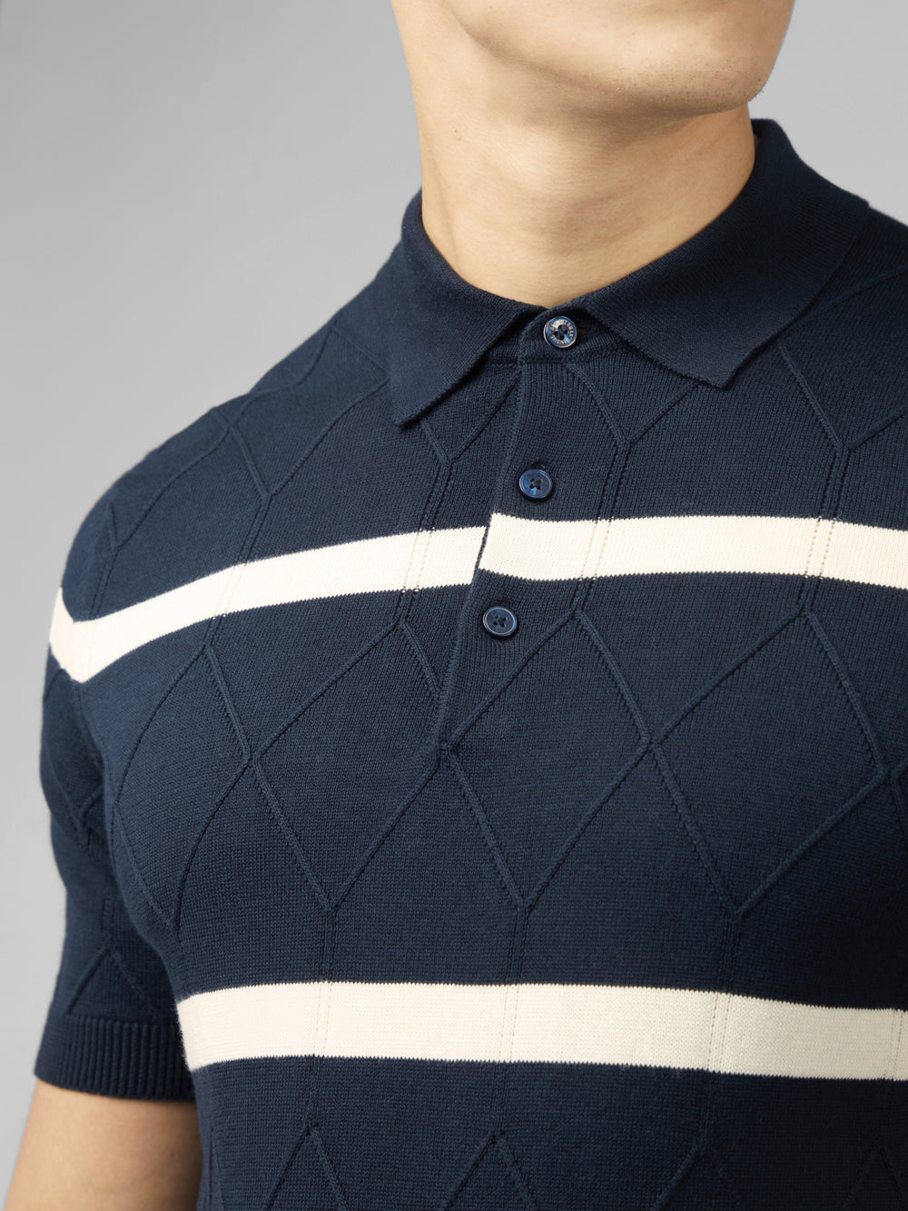 Ben Sherman Signature Argyle Stripe Polo Knitwear Navy | 087OVELMG