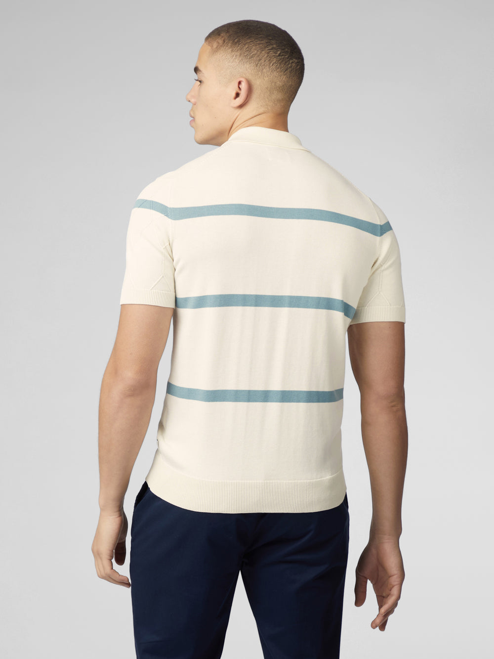 Ben Sherman Signature Argyle Stripe Polo Knitwear White | 652KXTZNF