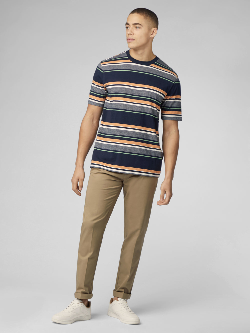 Ben Sherman Signature Engineered Stripe T-Shirt Navy | 925TLMBVG