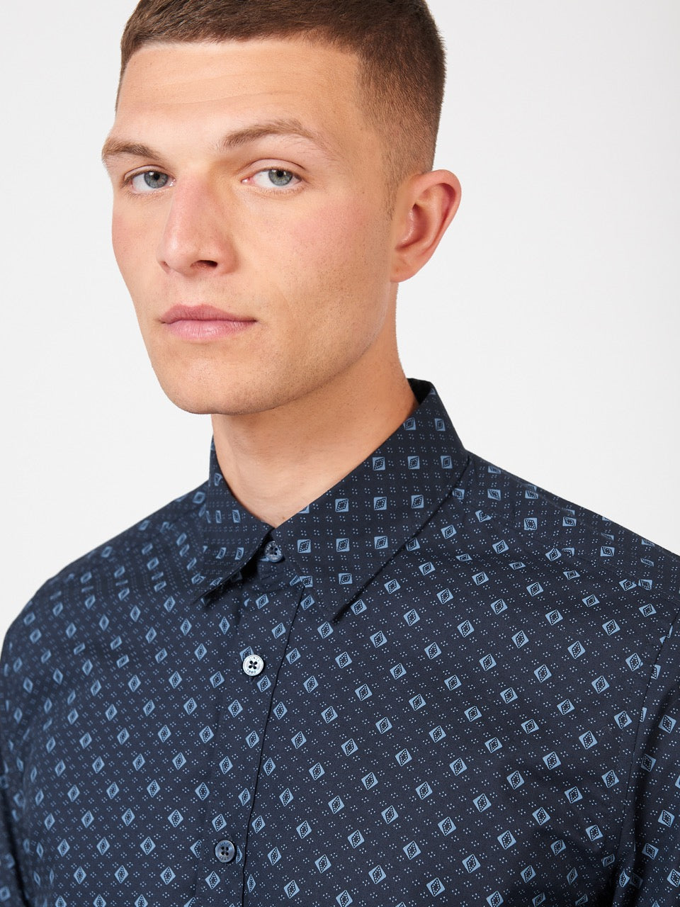 Ben Sherman Signature Geo Shirts Blue | 907VUPRYT