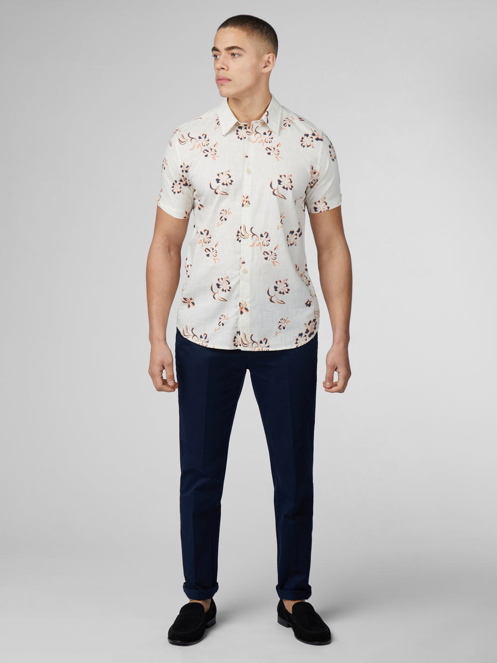 Ben Sherman Signature Linear Floral Shirts White | 948EOQBMS