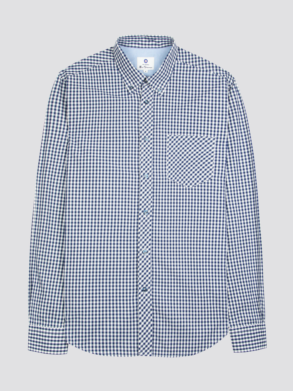 Ben Sherman Signature Long-Sleeve Gingham Shirts Dark Blue | 318NIDTRP