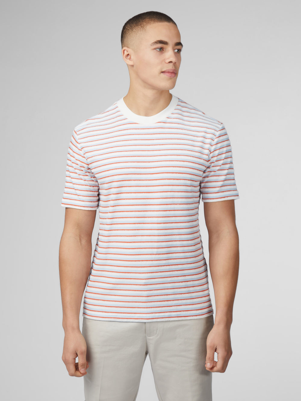 Ben Sherman Signature Loopback Stripe T-Shirt Blue | 961OBPGAH