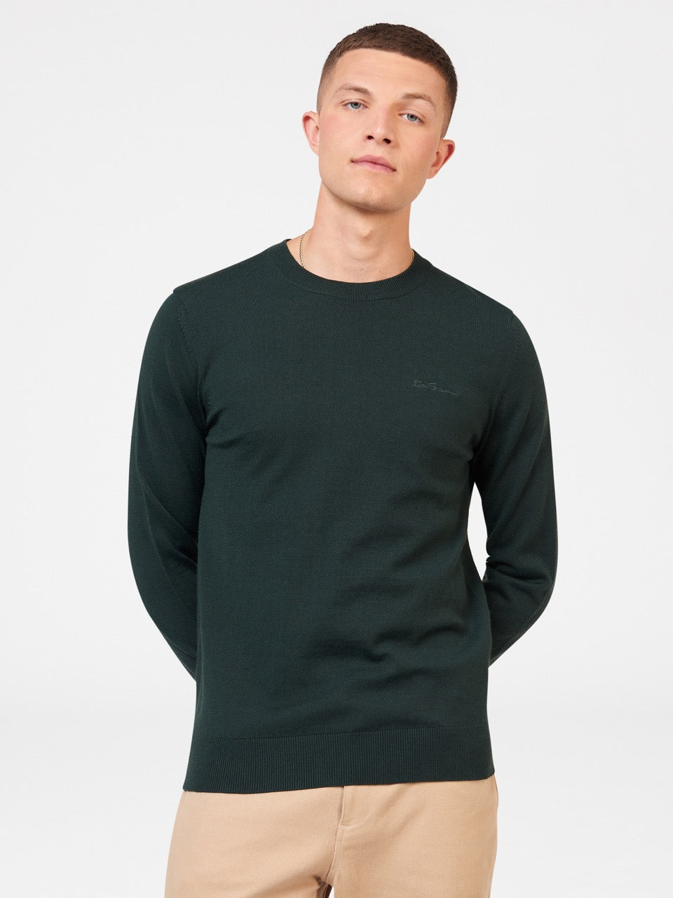 Ben Sherman Signature Merino Crewneck Knitwear Dark Green | 102CSPFLI