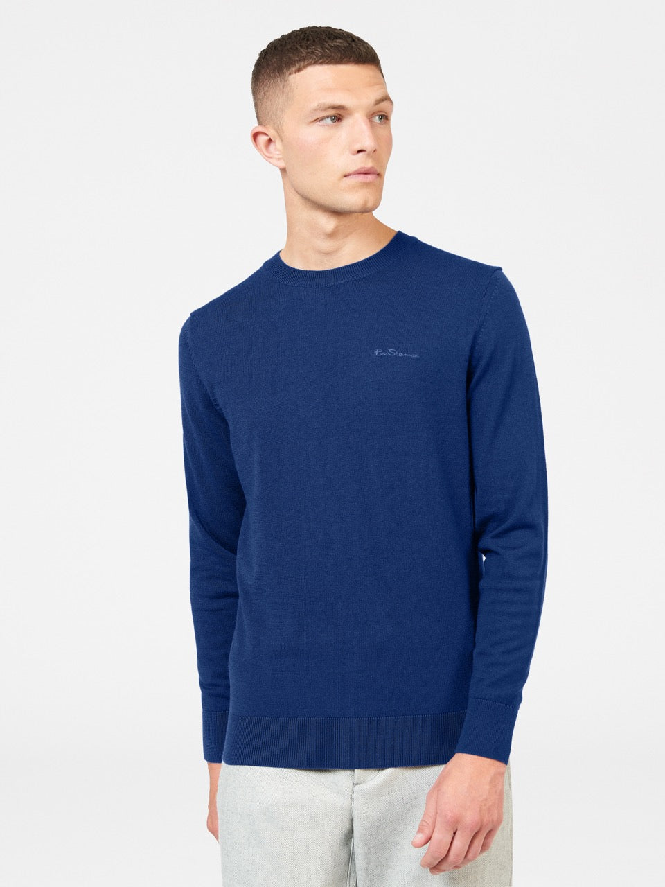 Ben Sherman Signature Merino Crewneck Knitwear Blue | 635HMTRWD