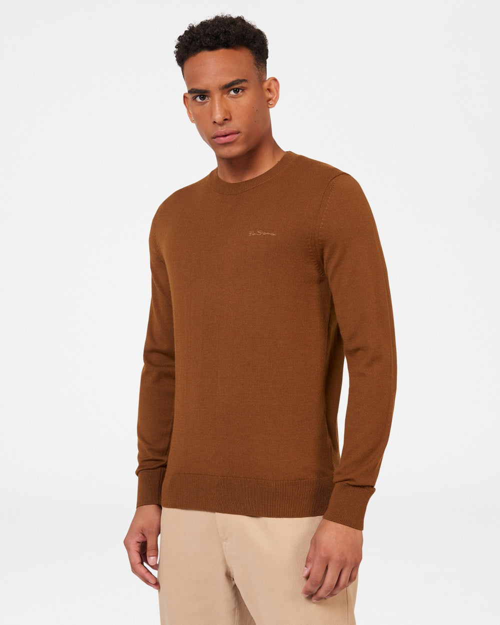 Ben Sherman Signature Merino Crewneck Knitwear Brown | 970TACMVW