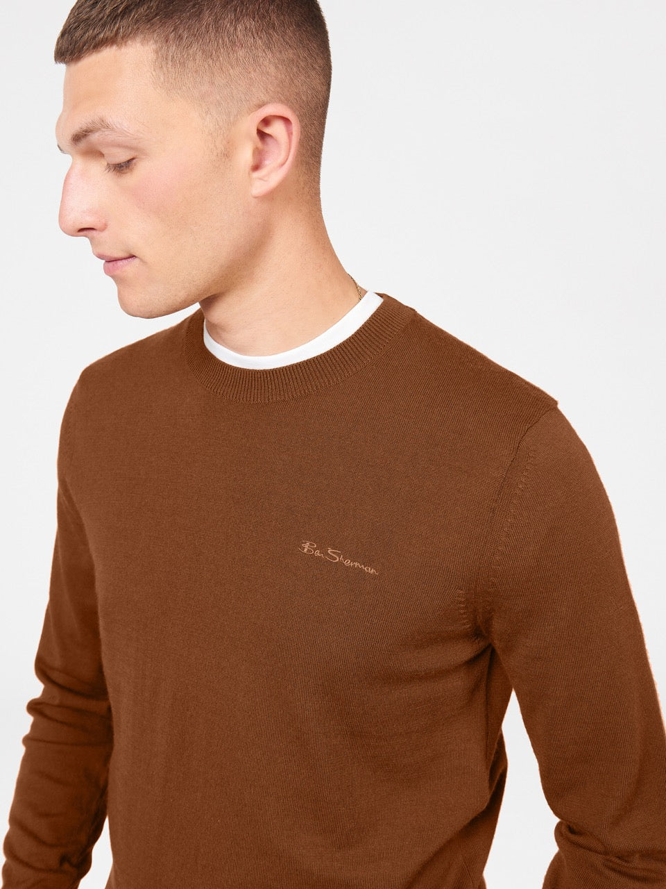 Ben Sherman Signature Merino Crewneck Knitwear Brown | 970TACMVW