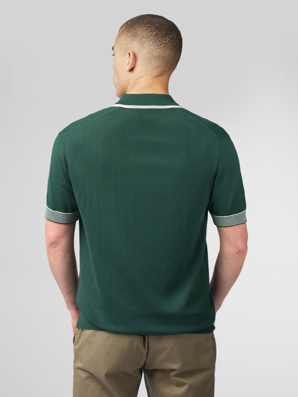 Ben Sherman Signature Open Neck Polo Knitwear Green | 862FTGMWN