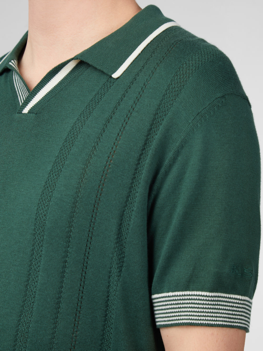 Ben Sherman Signature Open Neck Polo Knitwear Green | 862FTGMWN