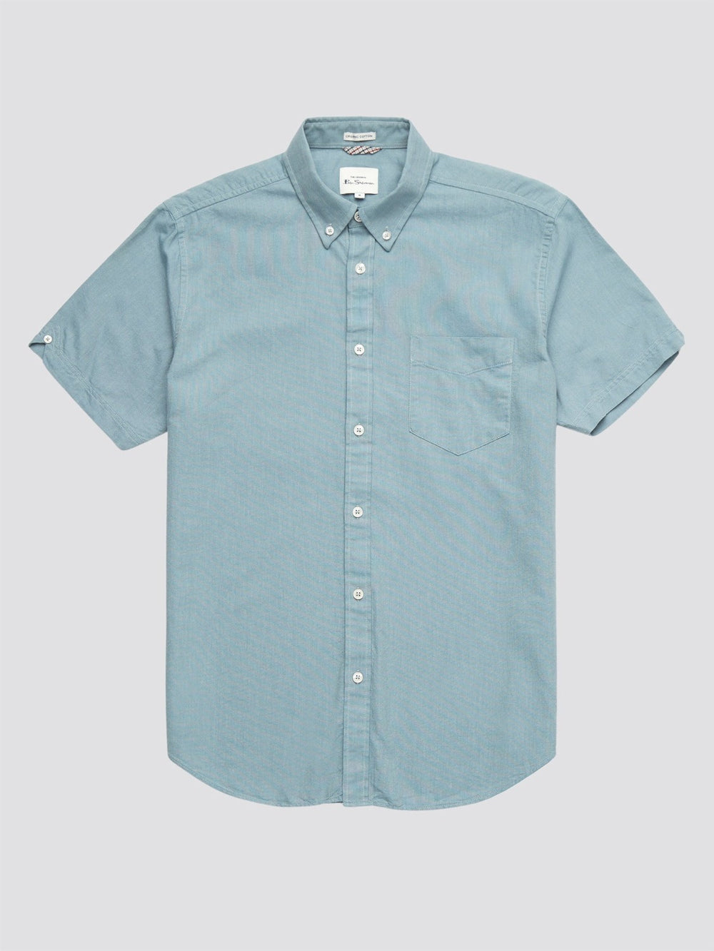 Ben Sherman Signature Organic Short-Sleeve Oxford Shadow Shirts Blue Grey | 078YVUBZJ