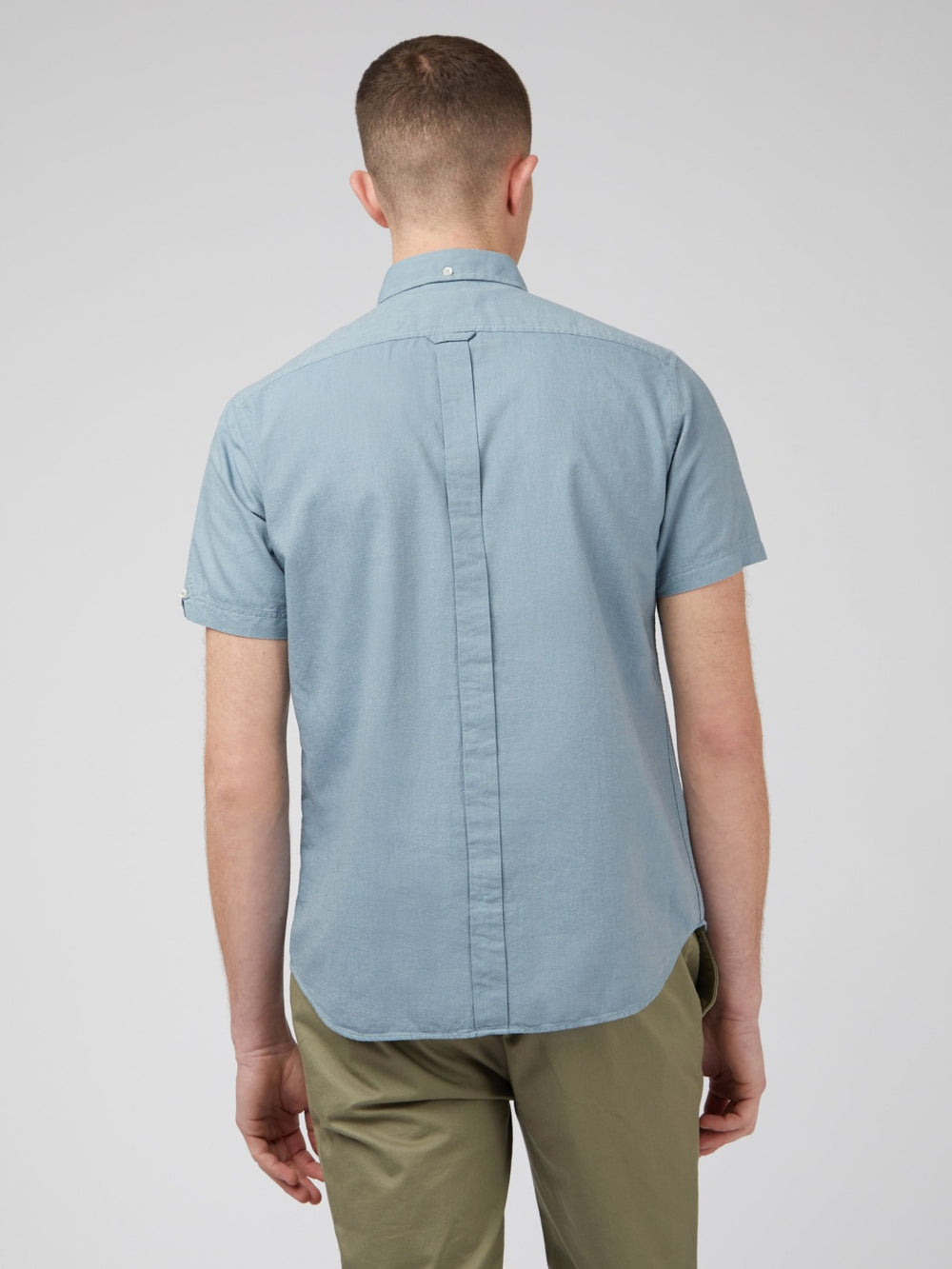 Ben Sherman Signature Organic Short-Sleeve Oxford Shadow Shirts Blue Grey | 078YVUBZJ