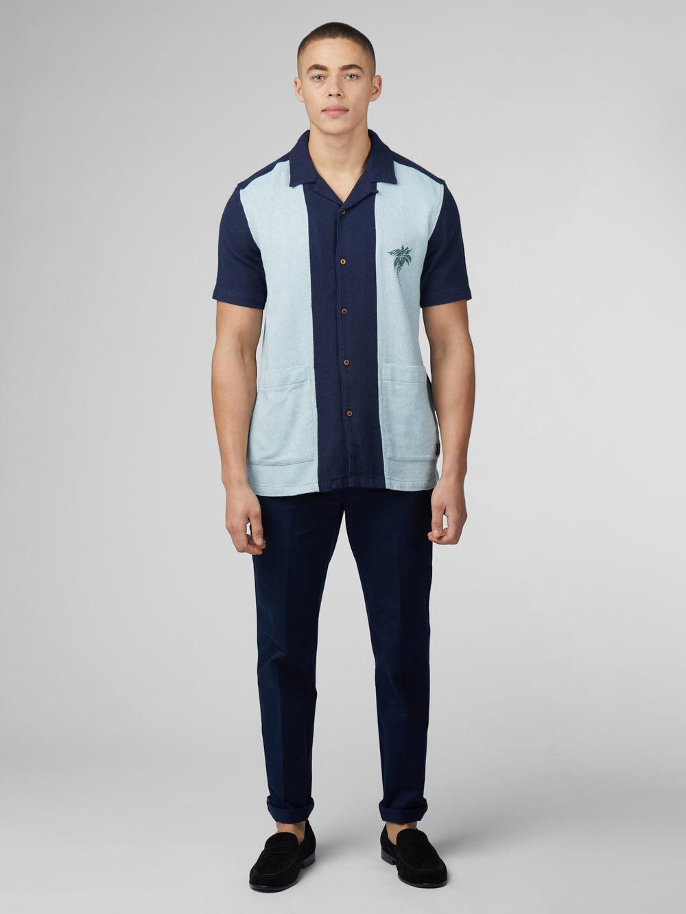 Ben Sherman Signature Recycled Boucle Resort Shirts Navy | 043MTAJWY