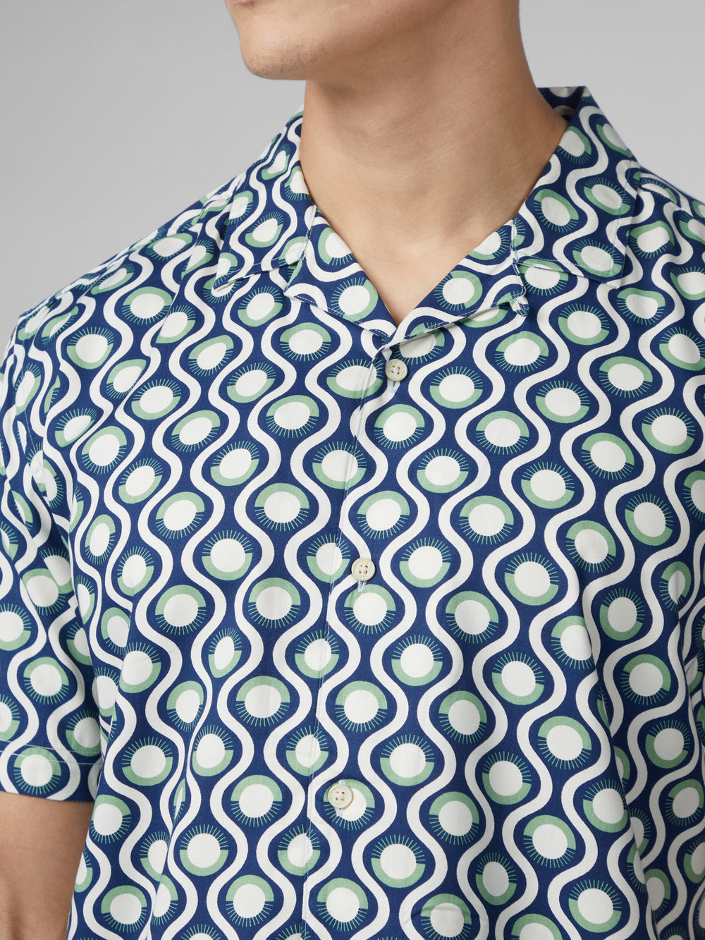 Ben Sherman Signature Retro Geo Shirts Green | 021YEHCLI