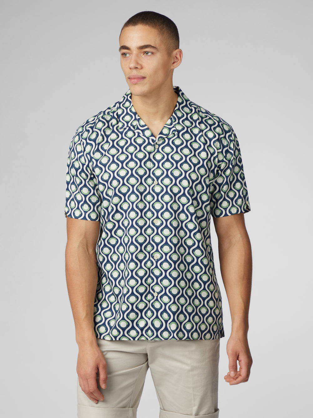 Ben Sherman Signature Retro Geo Shirts Green | 021YEHCLI