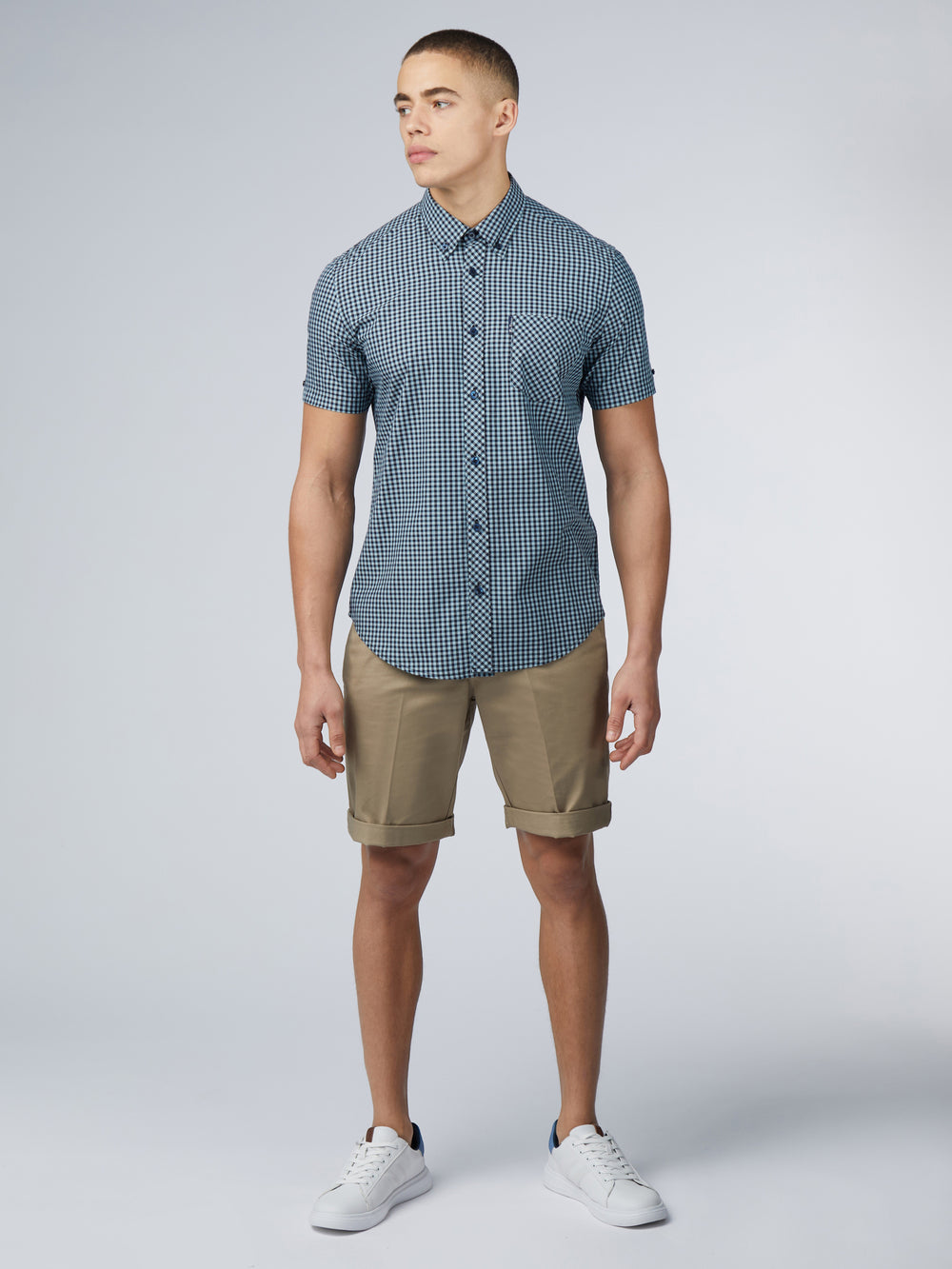 Ben Sherman Signature Short Sleeve Gingham Shirts Blue | 531VZNTEF