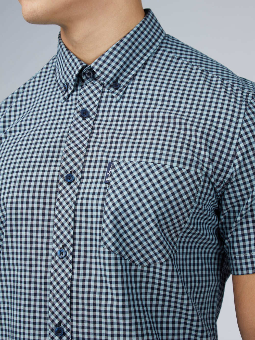 Ben Sherman Signature Short Sleeve Gingham Shirts Blue | 531VZNTEF