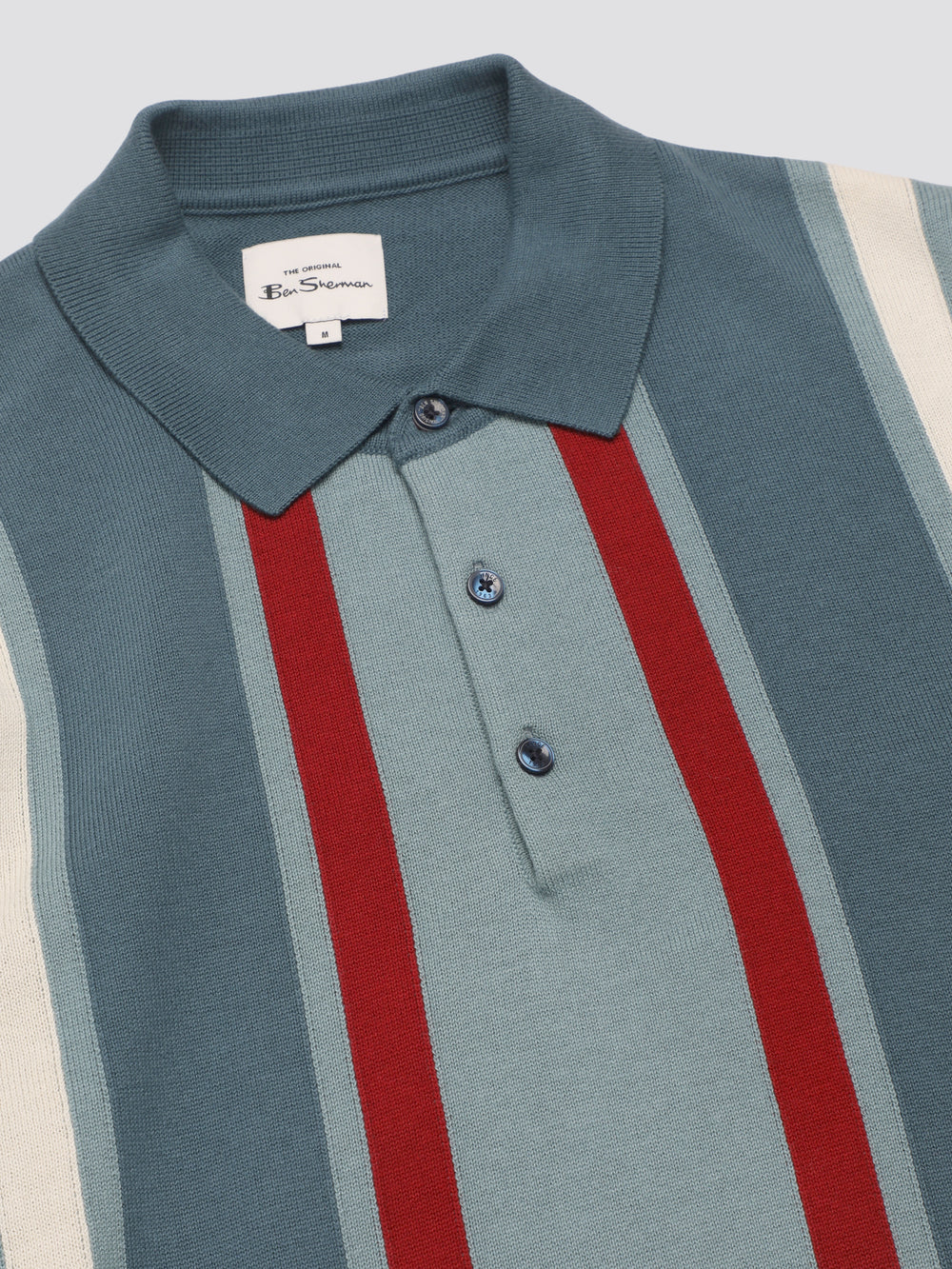 Ben Sherman Signature Vertical Stripe Polo Knitwear Turquoise | 058MTSNPB