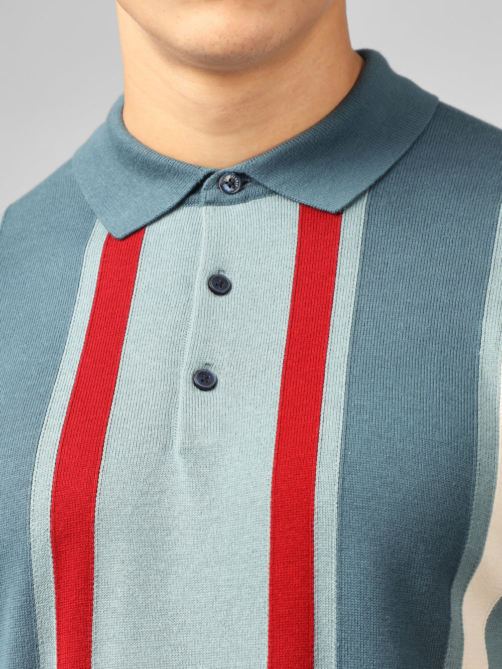 Ben Sherman Signature Vertical Stripe Polo Knitwear Turquoise | 058MTSNPB