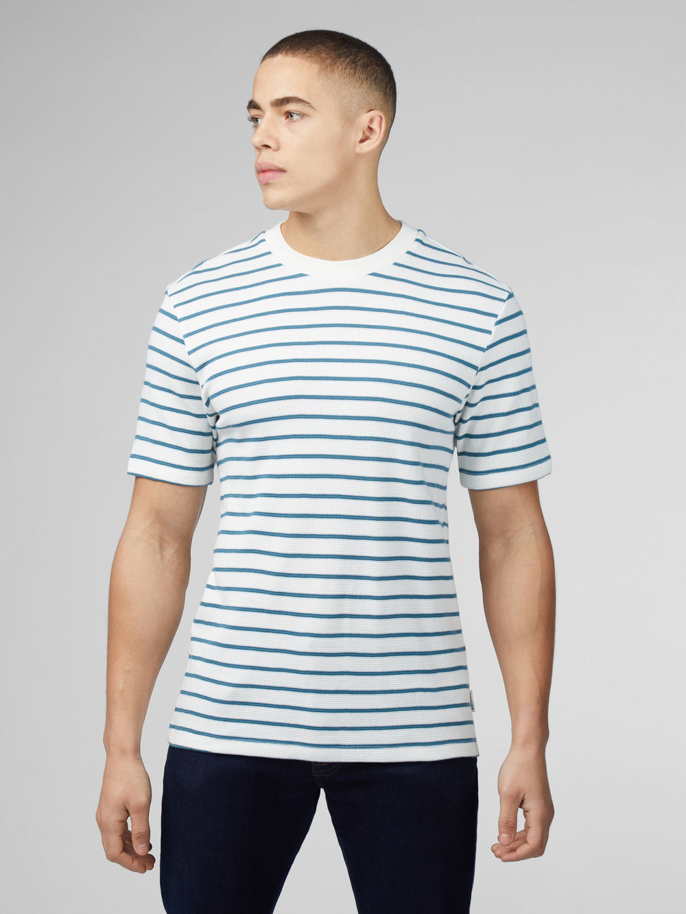 Ben Sherman Signature Waffle Stripe T-Shirt White | 596JLWMPB