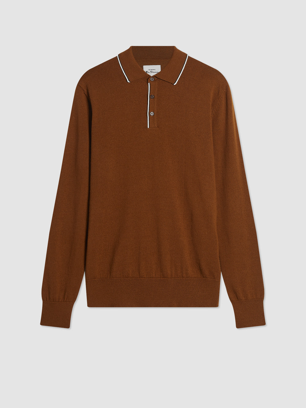 Ben Sherman Tipped Merino Polo Neck Sweaters Brown | 719WAZIQN