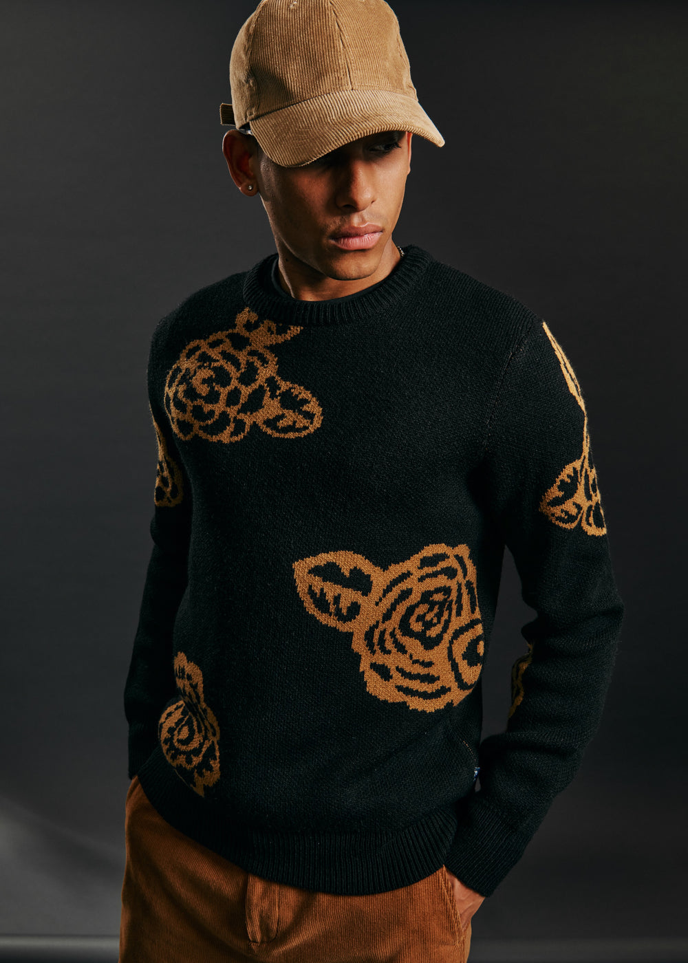 Ben Sherman Winter Floral Knitwear Black | 087BWLHOX