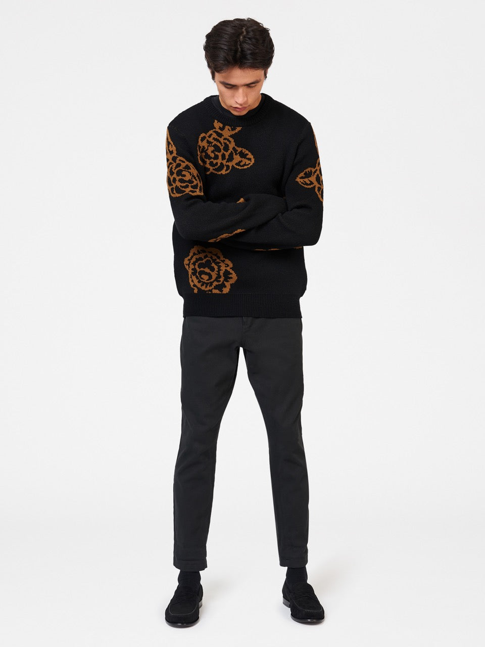 Ben Sherman Winter Floral Knitwear Black | 087BWLHOX